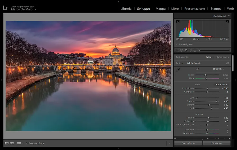 Immagine di esempio per il corso di post produzione in Adobe Lightroom (Roma)- Dopo.