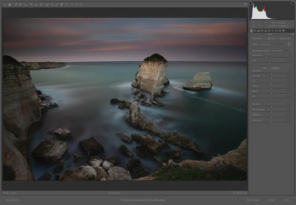 Foto di paesaggio della Puglia scattata in RAW prima della post produzione.