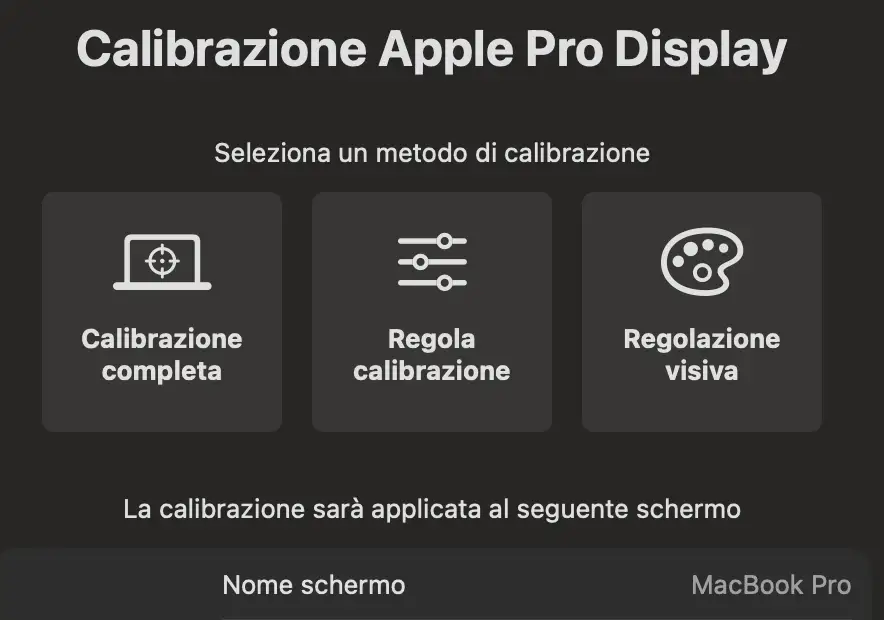 Personalizzazione del preset Photography P3 D65 con luminanza a 120 nits e gamma 2.2 sul MacBook Pro Mini-LED_2