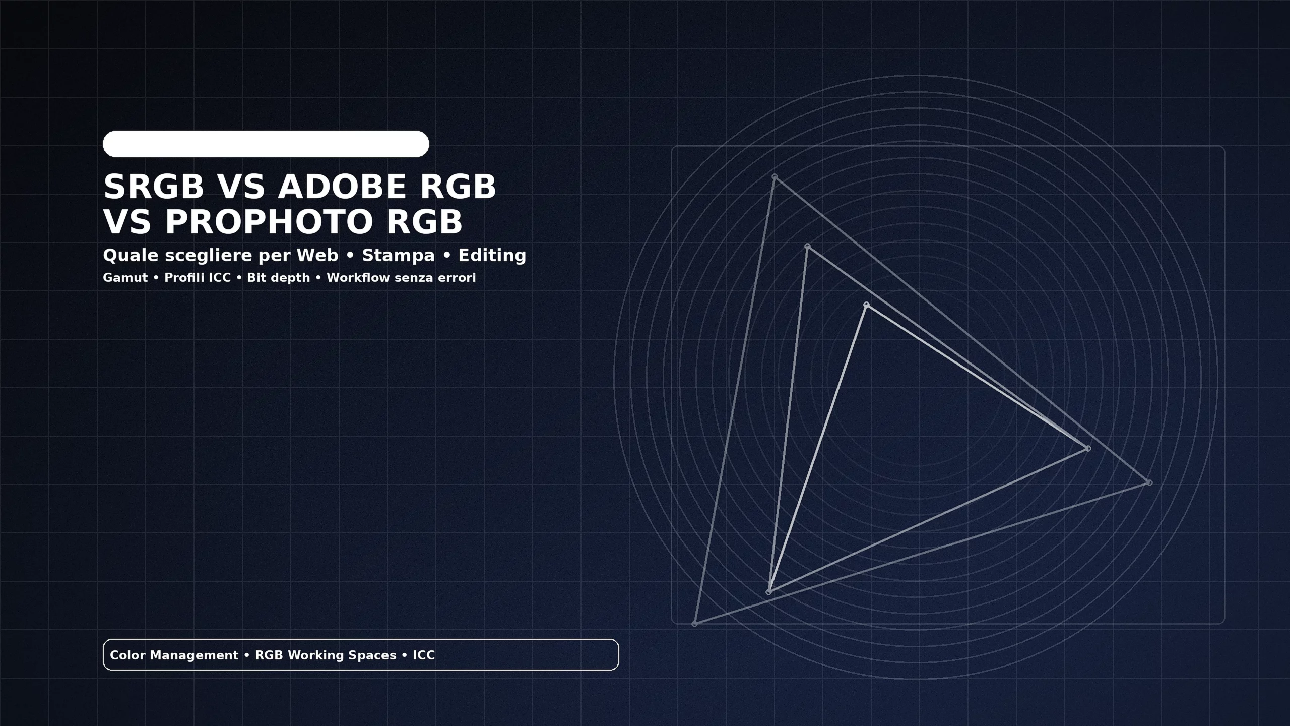 Copertina guida: sRGB vs Adobe RGB vs ProPhoto RGB per web, stampa ed editing