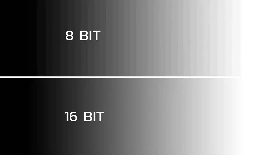 Esempio concettuale di banding: gradiente fluido vs gradiente quantizzato 8-bit