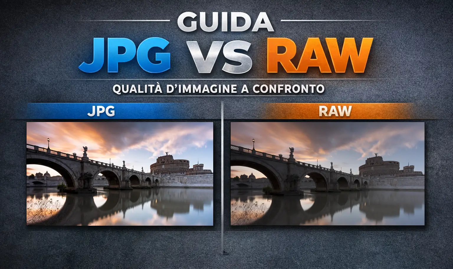 Guida JPG vs RAW: confronto tra formati fotografici, qualità dell’immagine e workflow di post-produzione